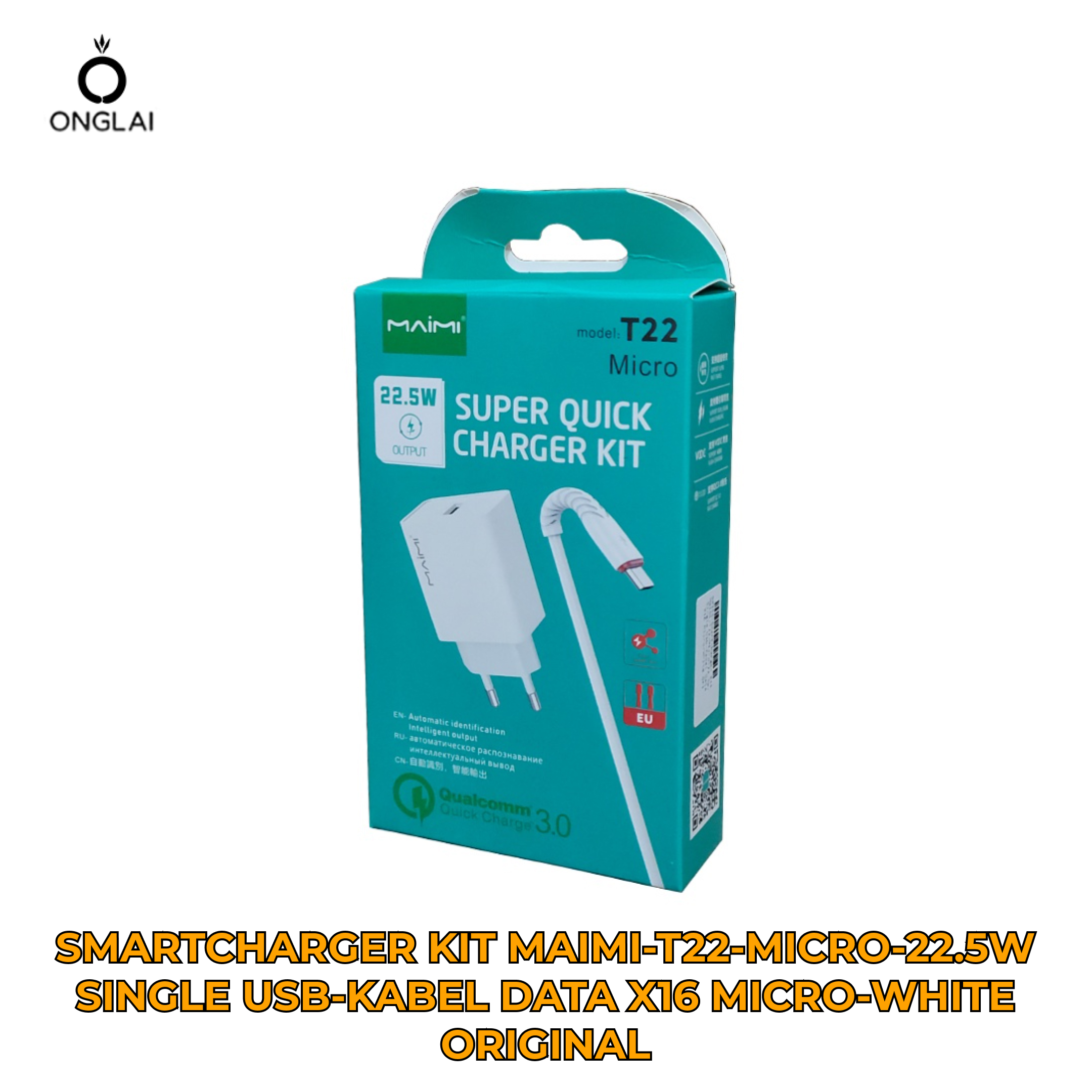 SMARTCHARGER KIT MAIMI-T22-MICRO-22.5W-SINGLE USB-KABEL DATA X16 MICRO-WHITE ORIGINAL